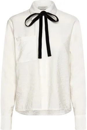 Norr Bambo Tie Shirt Tops Shirts Long-sleeved Cream