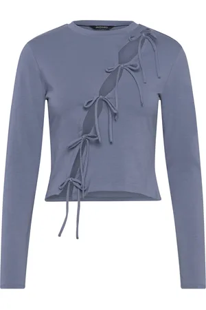 Monki Long Sleeve Tie Top Tops T-shirts & Tops Long-sleeved Blue