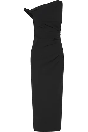 MANGO Asymmetrical Dress With Gathered Details Maksimekko Juhlamekko Black
