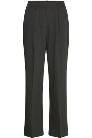 MANGO Straight-Fit Pleated Trousers Bottoms Trousers Straight Leg Grey