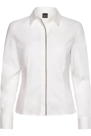 HUGO BOSS Bierdie_Tuesday_Hof Tops Shirts Long-sleeved White