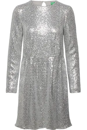 Benetton Dress Lyhyt Mekko Silver