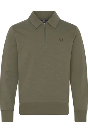 Fred Perry Z/N Collar Sweatshirt Tops Sweat-shirts & Hoodies Sweat-shirts Green
