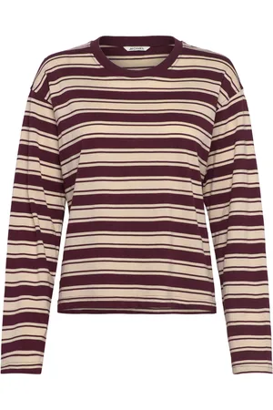 Monki Boxy Sleeve T-Shirt Tops T-shirts & Tops Long-sleeved Burgundy