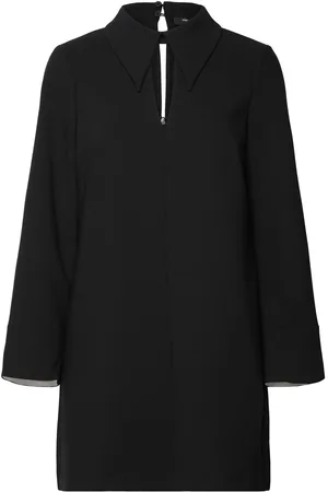 French Connection Whisper Ls Folded Cuff Dress Lyhyt Mekko Black
