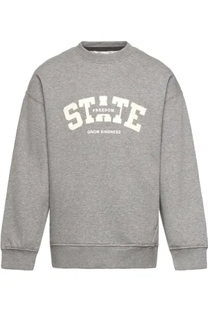 MANGO Printed Cotton Sweatshirt Tops Sweat-shirts & Hoodies Sweat-shirts Grey