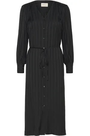 GANT Relaxed Satin Stripe Shirt Dress Polvipituinen Mekko Black