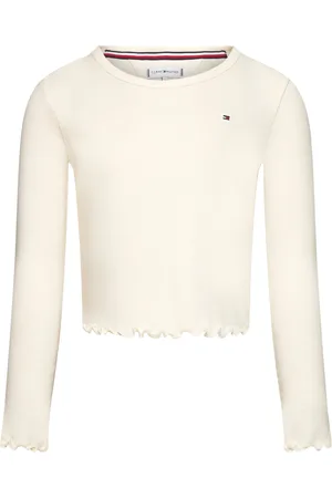 Tommy Hilfiger Slub Knit Top Ls Tops T-shirts Long-sleeved T-shirts Cream