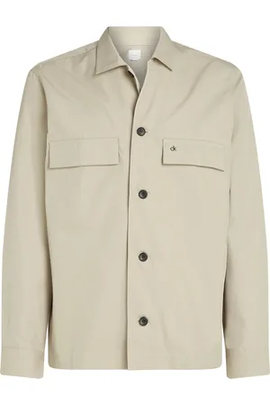 Calvin Klein Cotton Blend Overshirt Tops Overshirts Cream