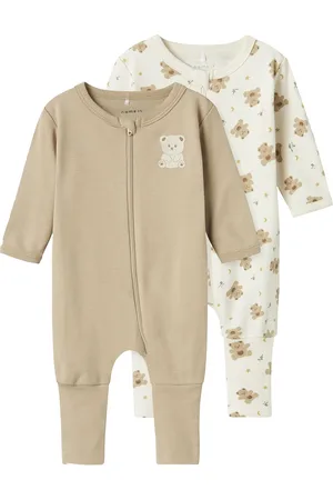 NAME IT Nbnnightsuit 2P Zip Ff Jet Bear Noos Pyjama Sie Jumpsuit Haalari Beige