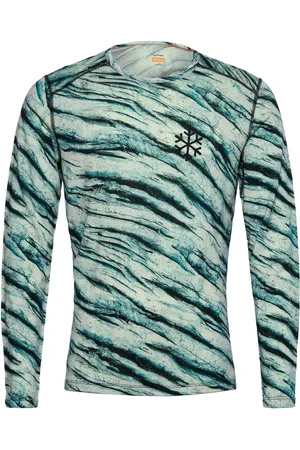 Icebreaker M Mer 200 Oasis Ls Crewe Pow Aop Sport Men Sport Clothing Sport Base Layers Sport Base Layer Tops Green