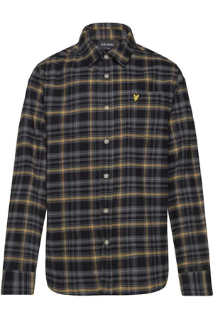 Lyle & Scott Brushed Flannel Tartan Shirt Tops Shirts Long-sleeved Shirts Black