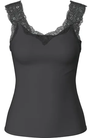 Pieces® Pcbarbera Lace Top Jrs Noos Bc Tops T-shirts & Tops Sleeveless Grey