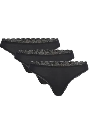 Lindex Brief 3 P Em Lace Thong Reg Co Stringit Alusvaatteet Black