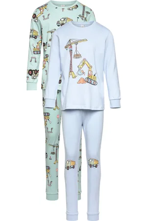 Lindex Pyjama 2 Pack Working Vehicles Pyjamasetti Pyjama Blue