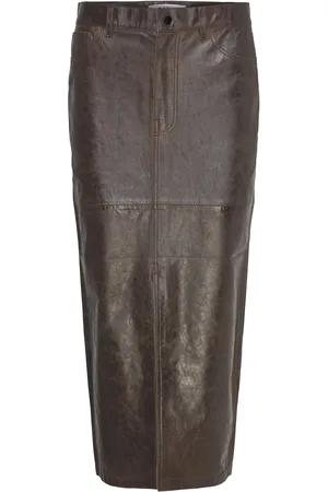 DAY Birger et Mikkelsen Niki - Polished Leather Designers Knee-length & Midi Skirts Brown