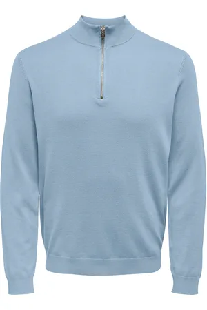 Only & Sons Onswyler Life Reg 14 Half Zip Knit Noos Tops Knitwear Half Zip Jumpers Blue