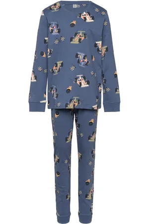 Lindex Pyjama Vehicle Dino Pyjamasetti Pyjama Blue