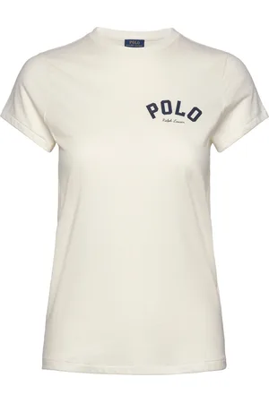 Ralph Lauren Logo Cotton Jersey Crewneck Tee Tops T-shirts & Tops Short-sleeved Cream