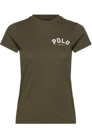 Ralph Lauren Logo Cotton Jersey Crewneck Tee Tops T-shirts & Tops Short-sleeved Khaki Green