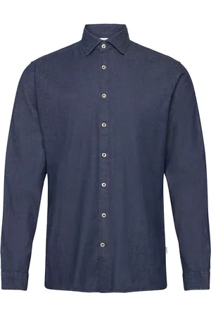 Lindbergh Soft Indigo Stretch Shirt L/S Tops Shirts Denim Shirts Blue