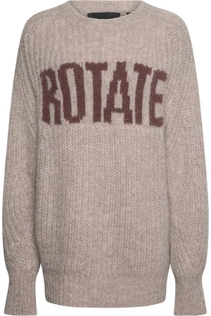 ROTATE Knitted Logo Sweater Designers Knitwear Jumpers Beige