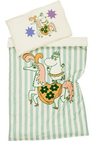 Arabia Moomin Bedset 85X125 Circus Striped Gots Home Textiles Bedtextiles Bed Sets Green
