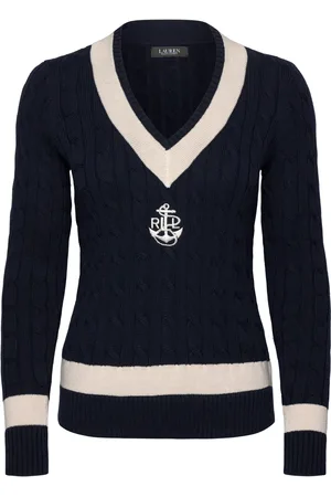 Ralph Lauren Cable-Knit Cotton Cricket Sweater Tops Knitwear Jumpers Navy
