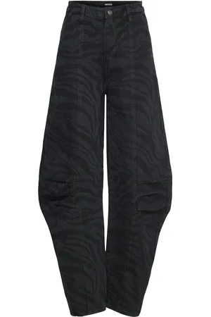 ROTATE Zebra Twill Cargo Pants Bottoms Jeans Wide Black