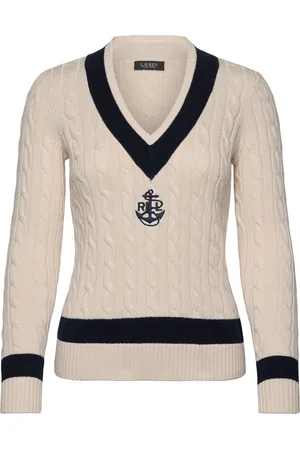 Ralph Lauren Cable-Knit Cotton Cricket Sweater Tops Knitwear Jumpers Beige