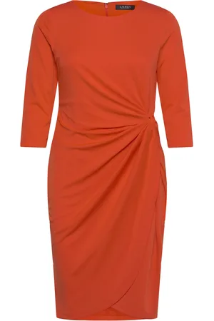 Ralph Lauren Twist-Front Stretch Jersey Dress Polvipituinen Mekko Orange