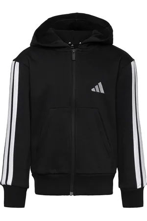 adidas J 3S Fl Fz Hd Tops Sweat-shirts & Hoodies Hoodies Black