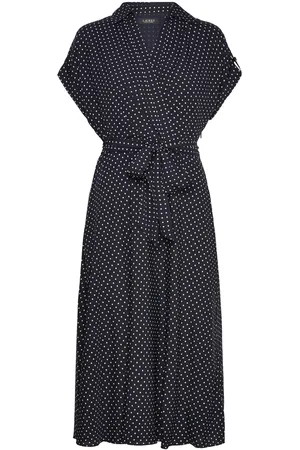 Ralph Lauren Polka-Dot Belted Crepe Dress Polvipituinen Mekko Navy