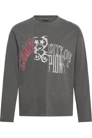 Weekday Cutup Great Boxy Graphic Long Sleeve Tops T-shirts Long-sleeved Grey