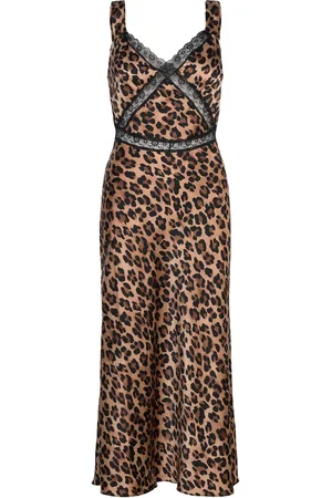 Bardot Emory Print Satin Slip Dress Maksimekko Juhlamekko Brown