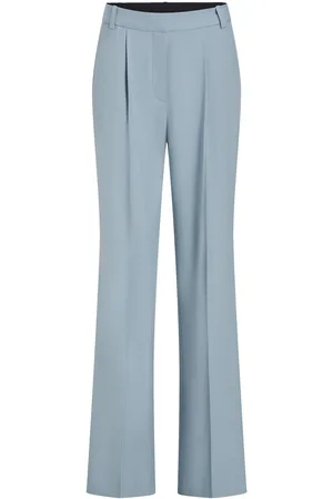 Calvin Klein Stretch Wool Wide Leg Pant Bottoms Trousers Wide Leg Blue