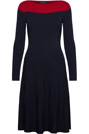Ralph Lauren Two-T Pointelle-Knit Dress Polvipituinen Mekko Navy