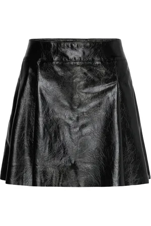MANGO Leather-Effect Pleated Mini-Skirt Skirts Short Skirts Black
