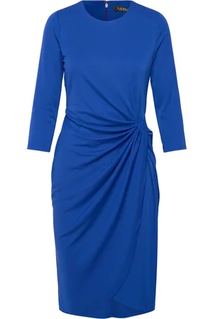 Ralph Lauren Twist-Front Stretch Jersey Dress Polvipituinen Mekko Blue