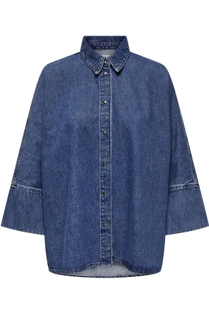 ONLY Onlgrace 3/4 Dnm Shirt Cro Noos Tops Shirts Denim Shirts Blue