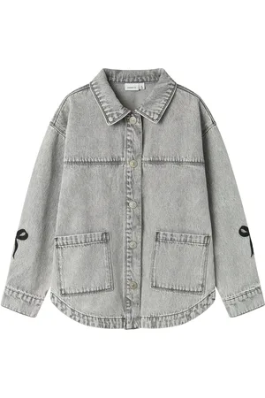 NAME IT Nkfgloria Dnm Emb Jacket 7511-Za T Outerwear Jackets & Coats Denim & Corduroy Grey