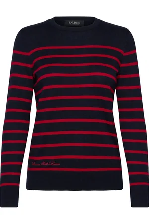 Ralph Lauren Striped Cotton-Blend Sweater Tops Knitwear Jumpers Navy