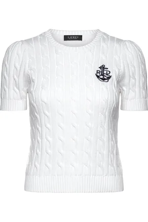 Ralph Lauren Cable-Knit Cotton Short-Sleeve Sweater Tops Knitwear Jumpers White