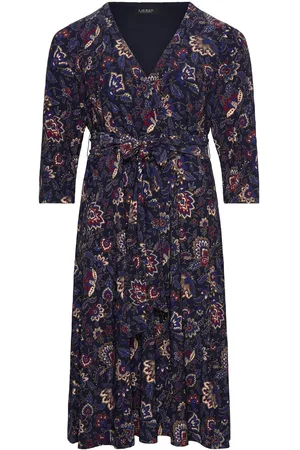 Ralph Lauren Floral Surplice Stretch Jersey Dress Lyhyt Mekko Navy