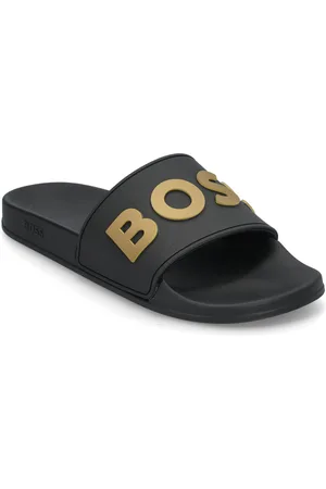 HUGO BOSS Kirk_Slid_Rblg_N Shoes Summer Shoes Sandals Pool Sliders Black