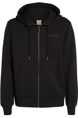 Calvin Klein Embroidered Logo Zip Through Tops Sweat-shirts & Hoodies Hoodies Black