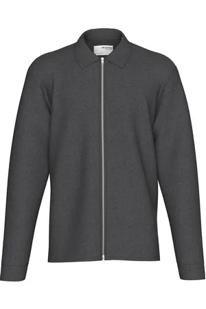 SELECTED Slhemanuel Soft Full Zip Sweat Noos Tops Sweat-shirts & Hoodies Sweat-shirts Grey