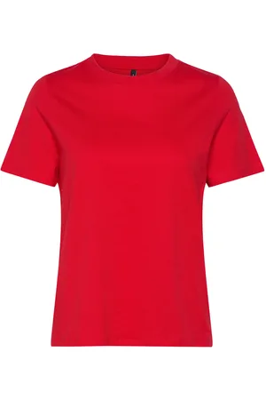 VERO MODA Vmpaulina Ss T-Shirt Ga Jrs Noos Tops T-shirts & Tops Short-sleeved Red