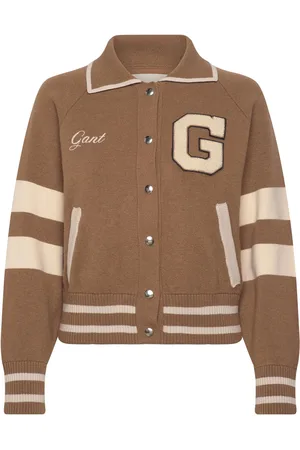 GANT Varsity Knitted Jacket Bombertakki Brown