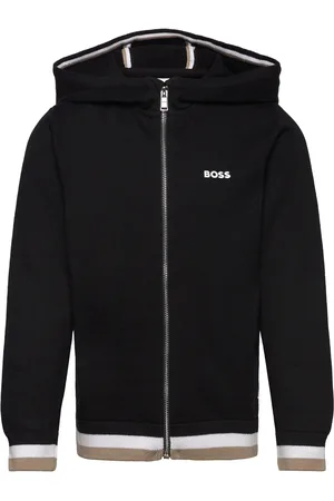 HUGO BOSS Hooded Cardigan Tops Sweat-shirts & Hoodies Hoodies Black